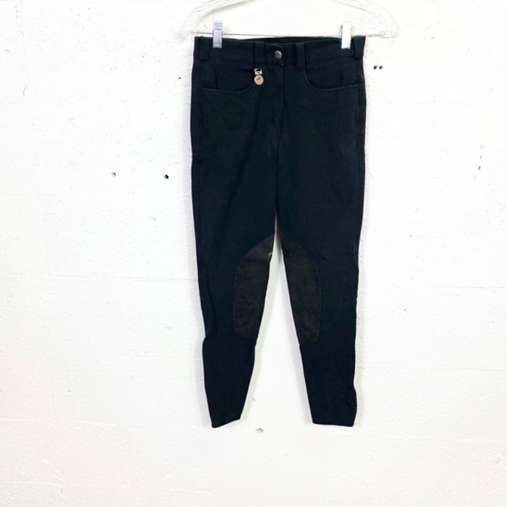 Pikeur Black Horse Riding Breeches Knee Patch Cotton Blend Pants 24
